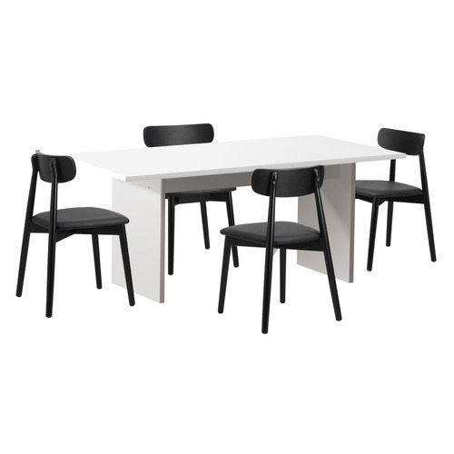 4 seater Black Emilia Dining Table & Chair Set