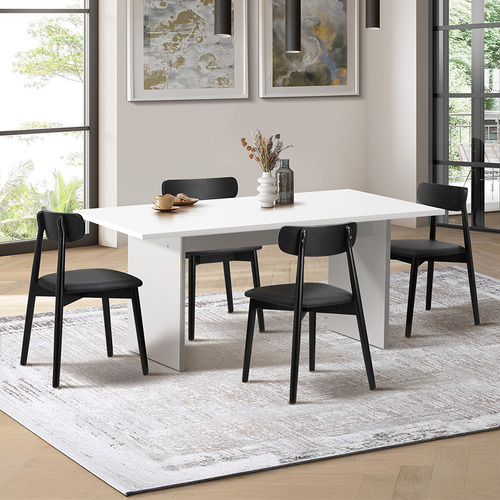 4 seater Black Emilia Dining Table & Chair Set