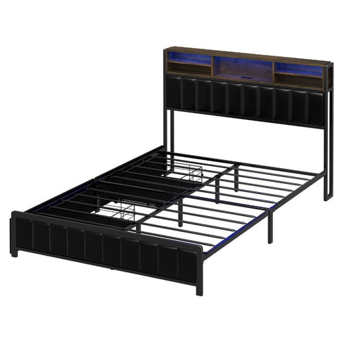 Aly Faux Leather  Bed with LED & Drawers