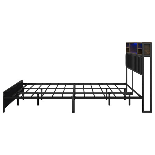 Aly Faux Leather King  Bed with LED & USB Ports