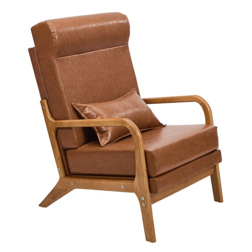 Mayfield Faux Leather Armchair with Lumbar Pillow