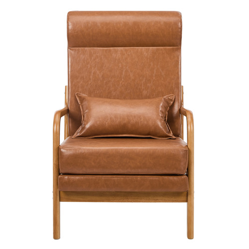Mayfield Faux Leather Armchair with Lumbar Pillow