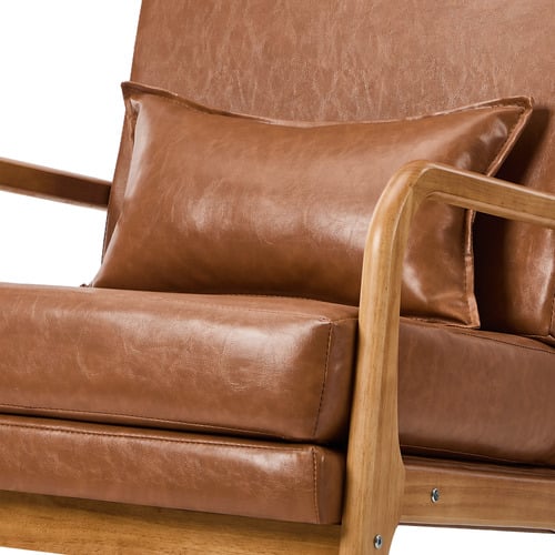 Mayfield Faux Leather Armchair with Lumbar Pillow