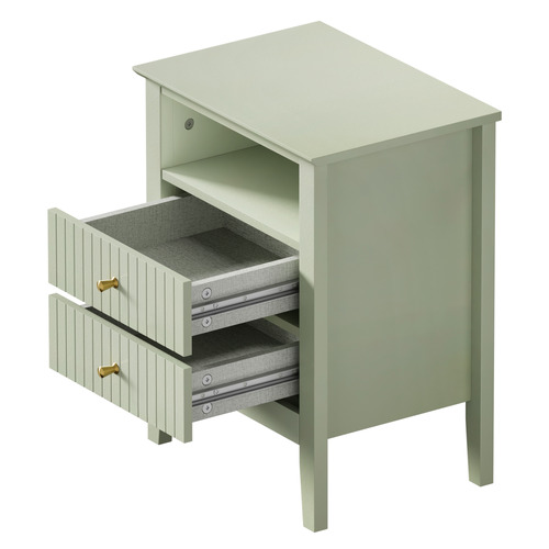 Andes 2 Drawer & Shelf Bedside Table
