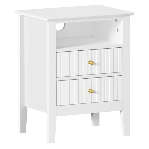 Andes 2 Drawer & Shelf Bedside Table