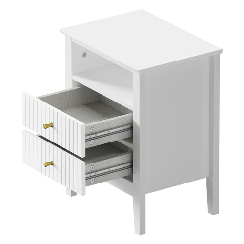 Andes 2 Drawer & Shelf Bedside Table