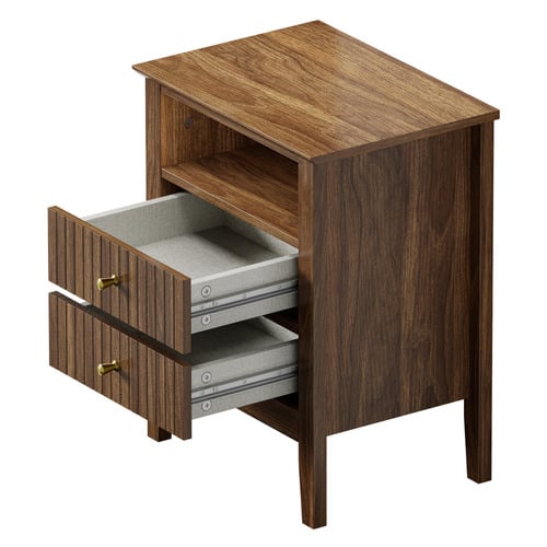 Andes 2 Drawer & Shelf Bedside Table