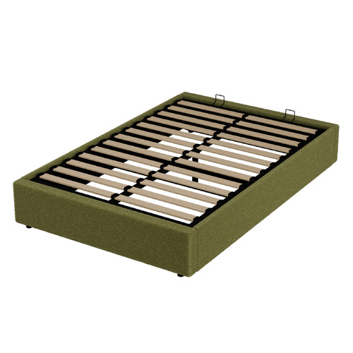 Green Seraphine Sherpa Gas Lift Storage Queen Bed Base