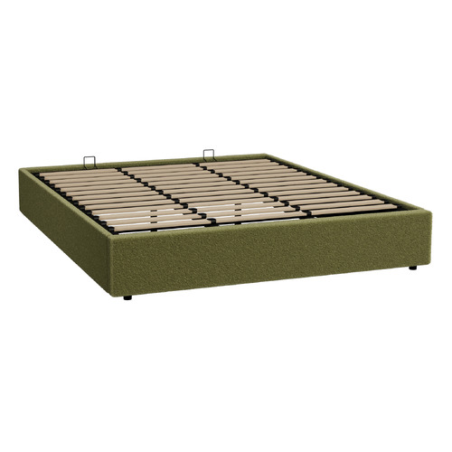 Green Seraphine Sherpa Gas Lift Storage Queen Bed Base
