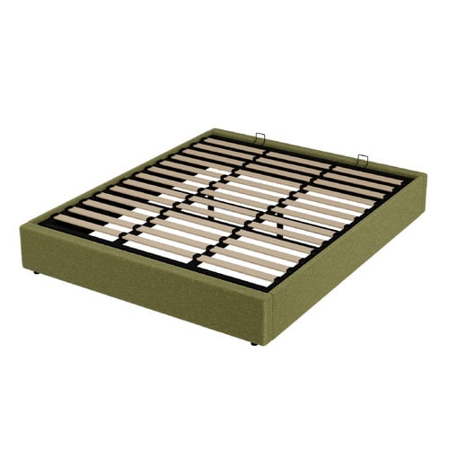 Green Seraphine Sherpa Gas Lift Storage Queen Bed Base