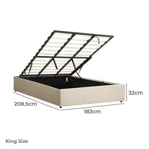 Beige Aldan Gas Lift Storage Bed Base