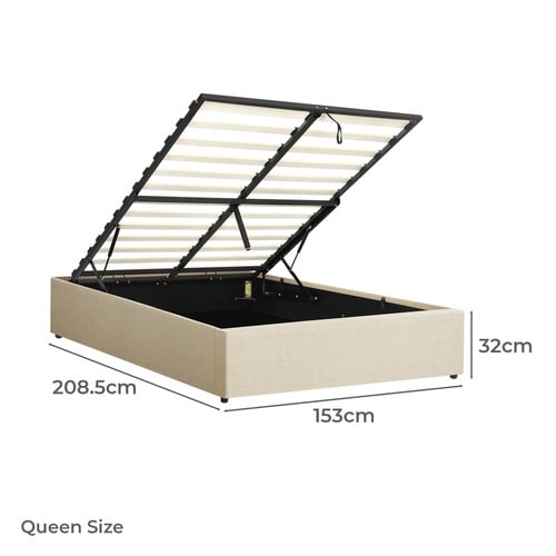 Beige Aldan Gas Lift Storage Bed Base