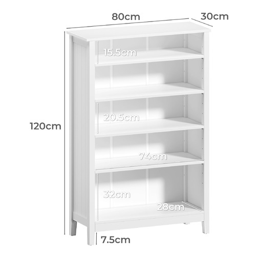Portia 5 Shelf Bookcase