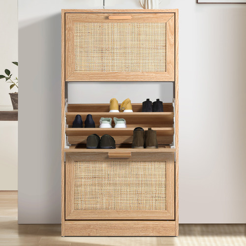 Holly 3 Door Rattan Shoe Cabinet