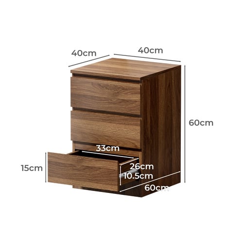 Carolla 3 Drawer Bedside Table