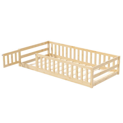 Ludwig Pine Wood Bed Frame with Safety Gate
