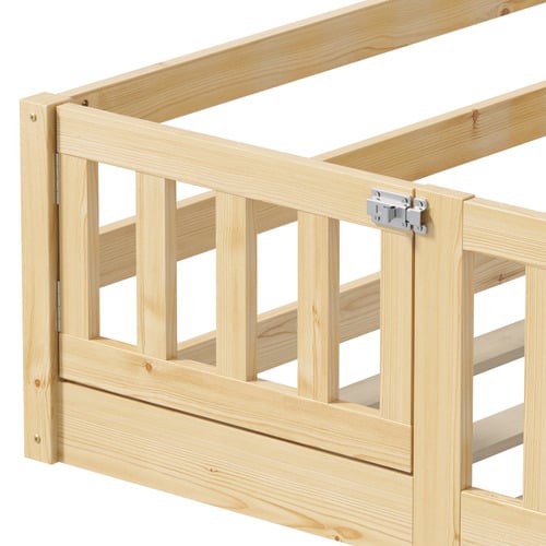 Ludwig Pine Wood Bed Frame with Safety Gate