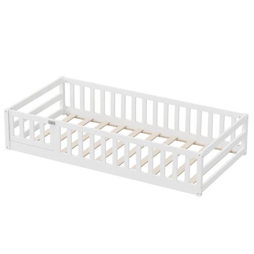 Ludwig Pine Wood Bed Frame with Safety Gate