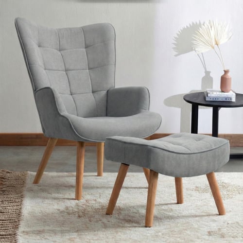 Afton Rubberwood Armchair with Ottoman