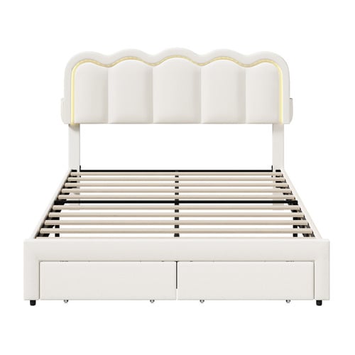 Chloe Velvet Bed Frame with LED & Drawers