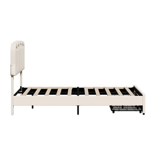 Chloe Velvet Bed Frame with LED & Drawers