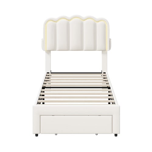 Chloe Velvet Bed Frame with LED & Drawers
