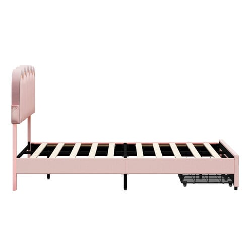 Chloe Velvet Bed Frame with LED & Drawers