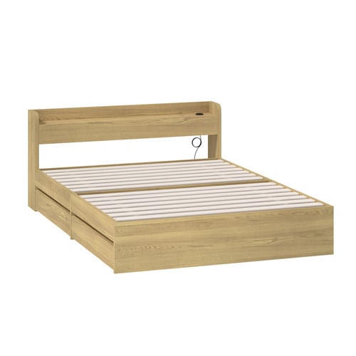 Natural Cassandra Bed with USB Port & Drawers