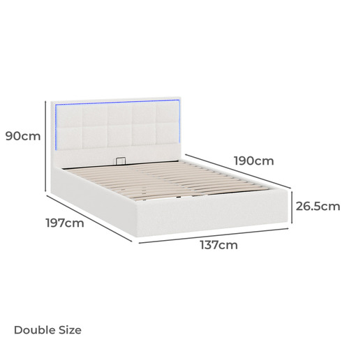 Ceri Boucle Gas Lift Storage Bed with LED