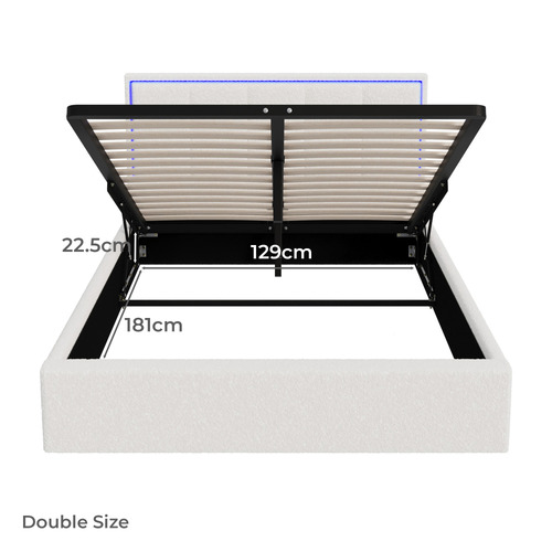 Ceri Boucle Gas Lift Storage Bed with LED