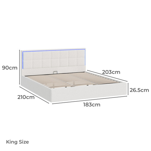 Ceri Boucle Gas Lift Storage Bed with LED