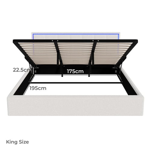 Ceri Boucle Gas Lift Storage Bed with LED