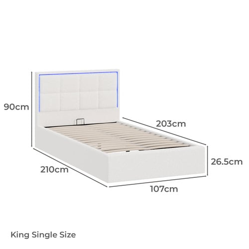 Ceri Boucle Gas Lift Storage Bed with LED