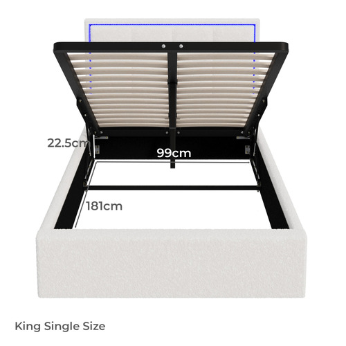 Ceri Boucle Gas Lift Storage Bed with LED