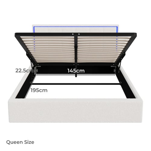 Ceri Boucle Gas Lift Storage Bed with LED