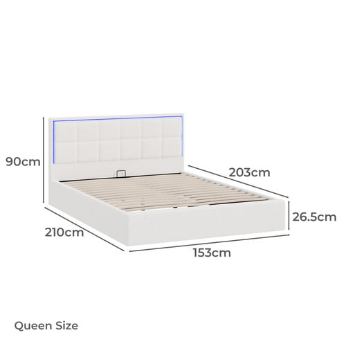 Ceri Boucle Gas Lift Storage Bed with LED