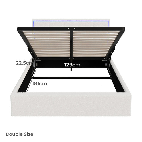 Ceri Boucle Gas Lift Storage Bed with LED