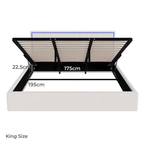 Ceri Boucle Gas Lift Storage Bed with LED