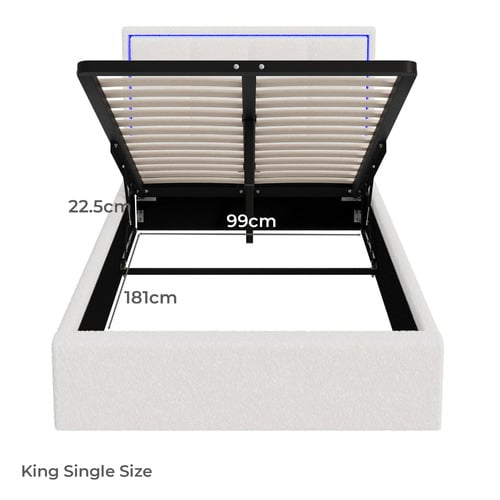 Ceri Boucle Gas Lift Storage Bed with LED