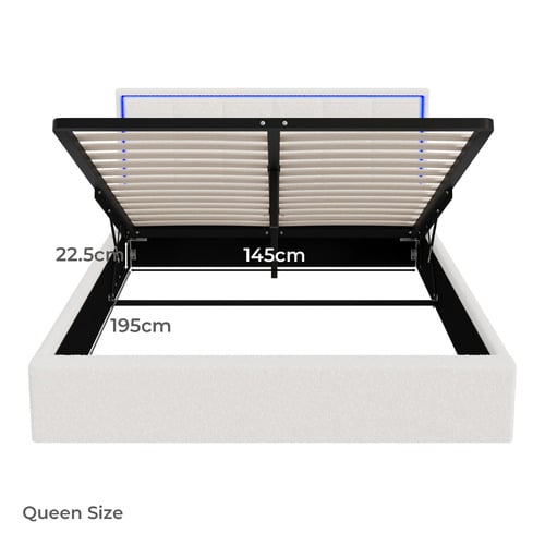 Ceri Boucle Gas Lift Storage Bed with LED