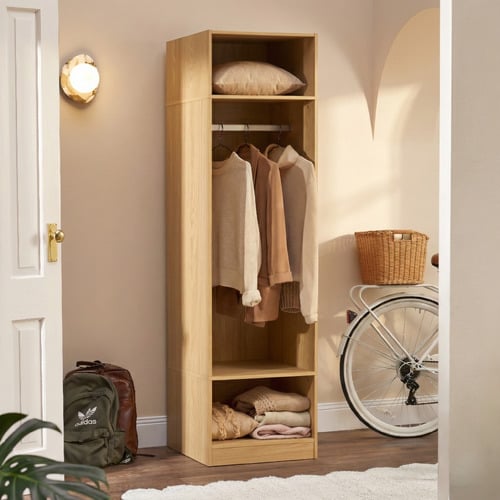 Natural Cassandra 3 Shelf & Hanging Wardrobe