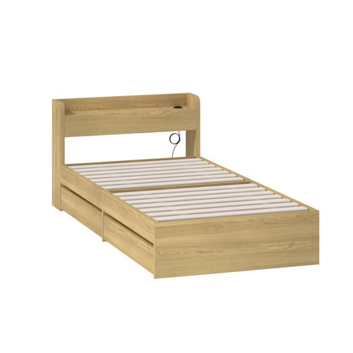 Natural Cassandra Bed with USB Port & Drawers