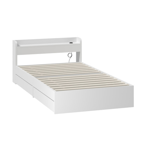 White Cassandra Bed with USB Port & Drawers