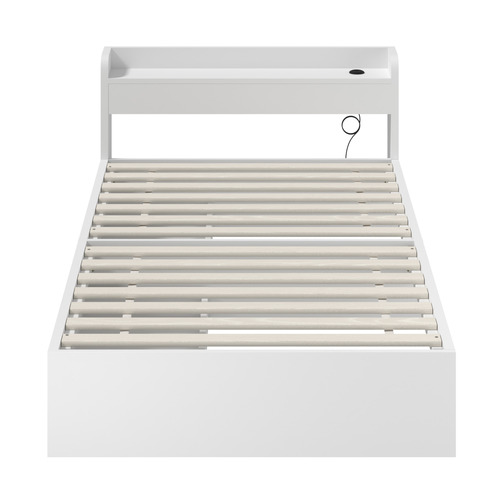 White Cassandra Bed with USB Port & Drawers