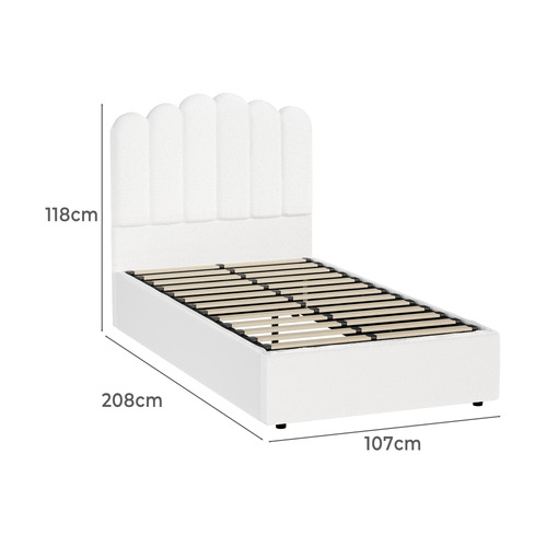 Ellora Boucle Gas Lift Storage Bed Frame