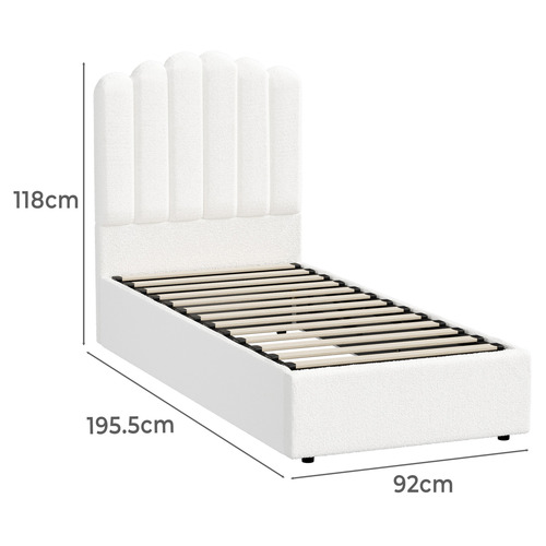 Ellora Boucle Gas Lift Storage Bed Frame
