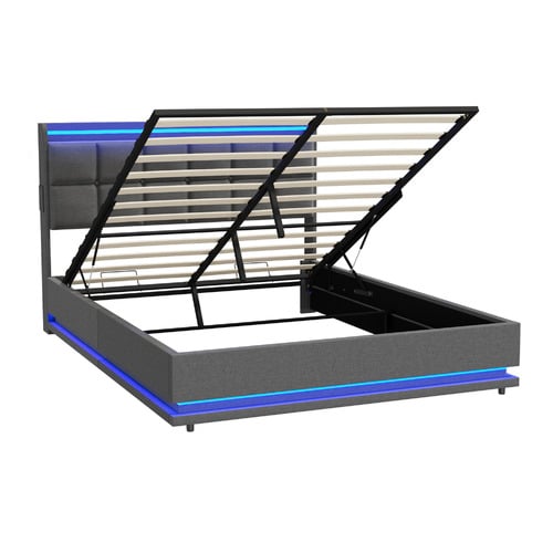 Marcel Gas Lift Storage Bed with LED & Charging Station