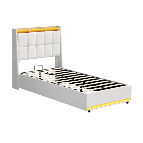 Ophelia Sherpa Gas Lift Storage Bed with LED