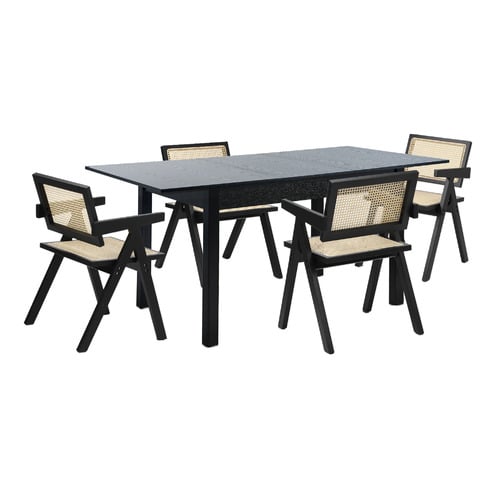 Laurent Rattan Extendable Dining Table & Chair Set