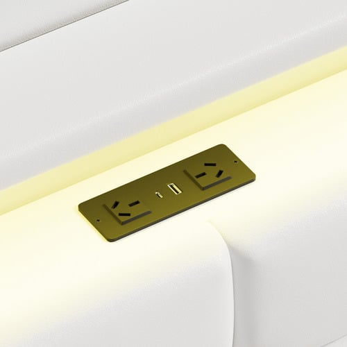 Kiana Faux Leather Gas Lift Storage Bed with LED & Charging Station